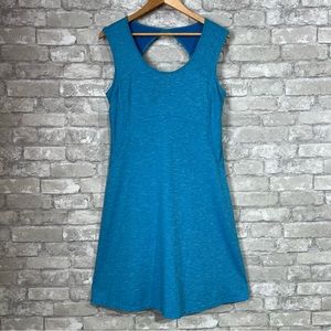 Prana Women's Large Performance Calico Blue  Athletic Dress with Cut Out Back